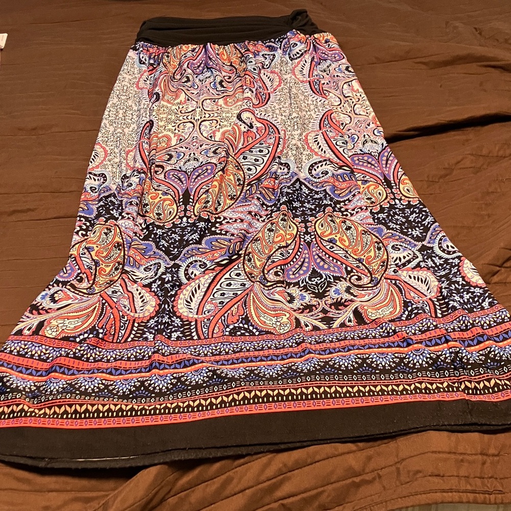 AB Studio Vibrant Paisley Maxi Skirt